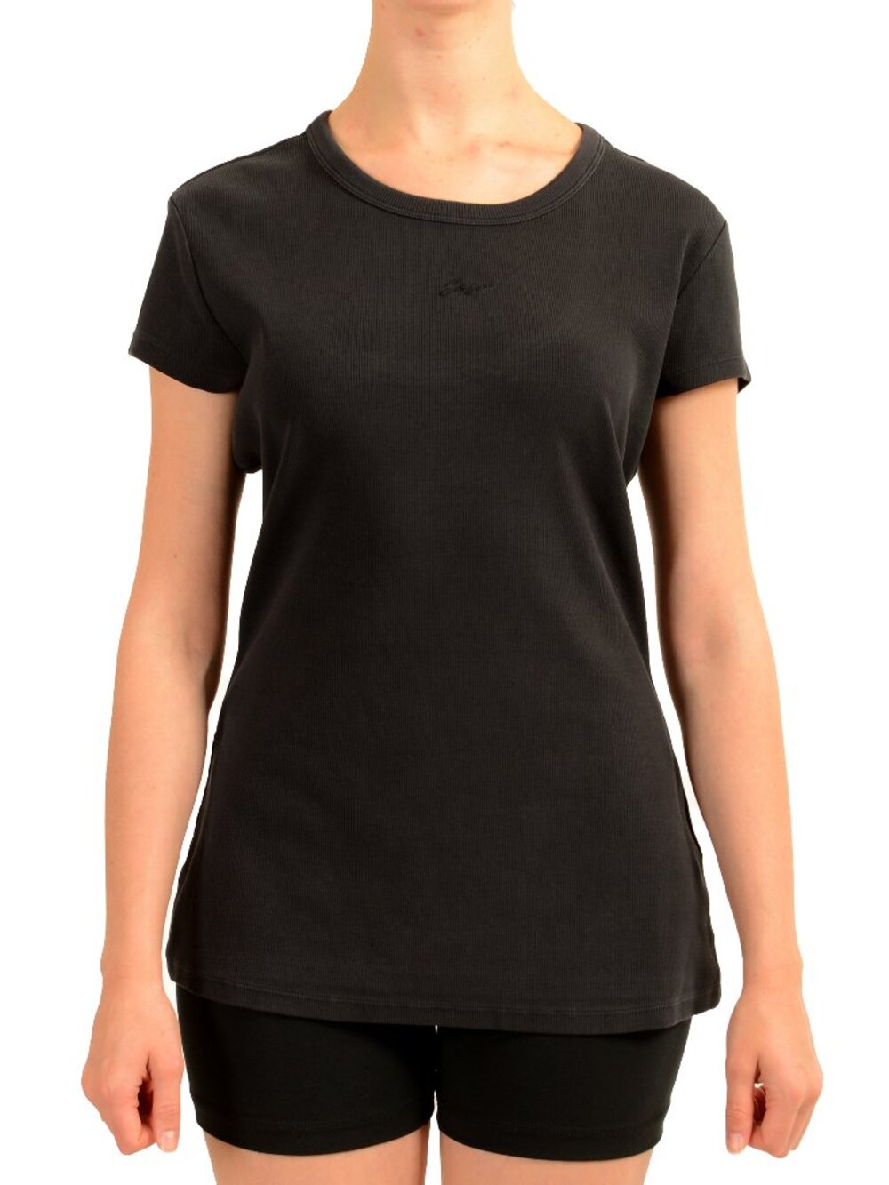 Hugo Boss Women's Black Short Sleeve Open Back Basic T-Shirt US XL IT 46